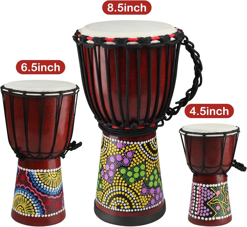 GOGHOST Wood Djembe Drum, 6.5'' x 12''Carved Mahogany African Drums with Goatskin Drumhead, West African Styled Professional Djembe Hand Drum for Adults Beginners - Image 3